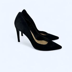 Black Suede Pointed Toe Stiletto Pumps Classic Evening Dress Heels Vintage 2005
